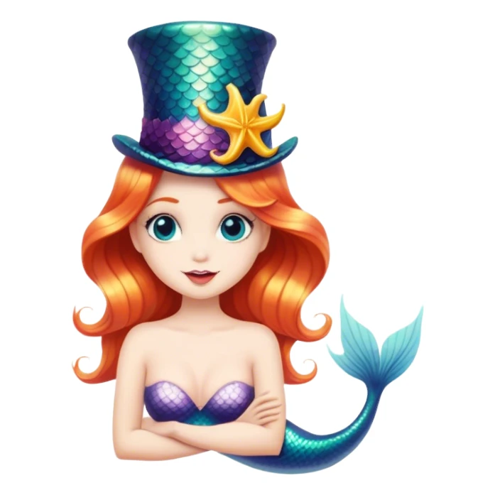 a mermaid with a top hat sticker