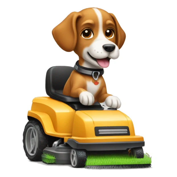 Dog riding lawnmower  sticker