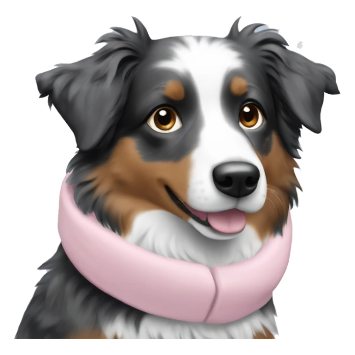 Mini Australian Shepherd with light pink snow gear sticker