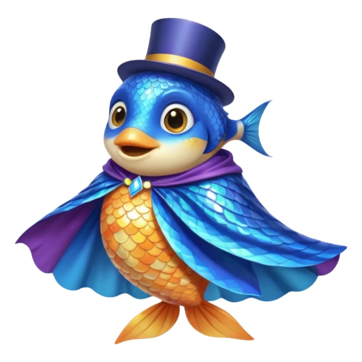Fish wearing magician cape sticker