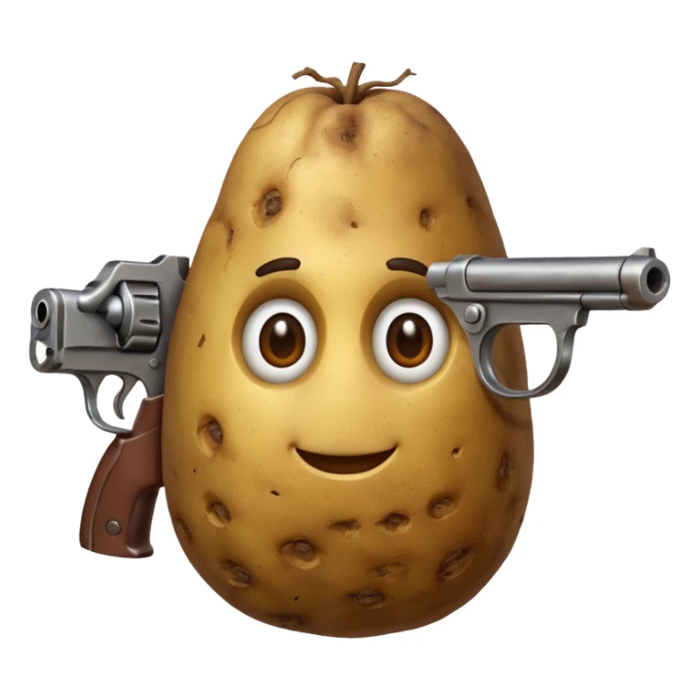 A potato with a gun sticker