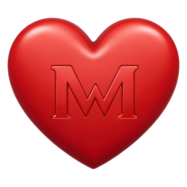 the letters M + V, in a heart  sticker