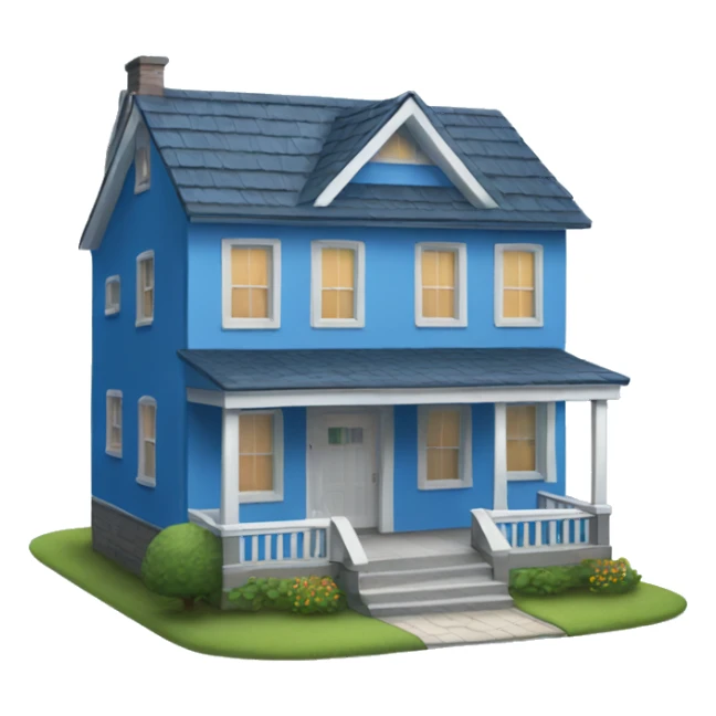 Blue split level style house sticker