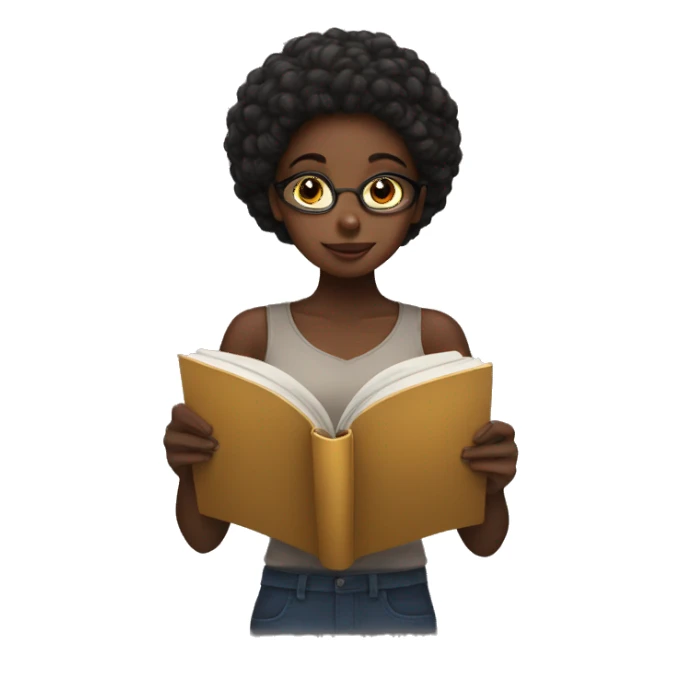 Black girl reading book sticker