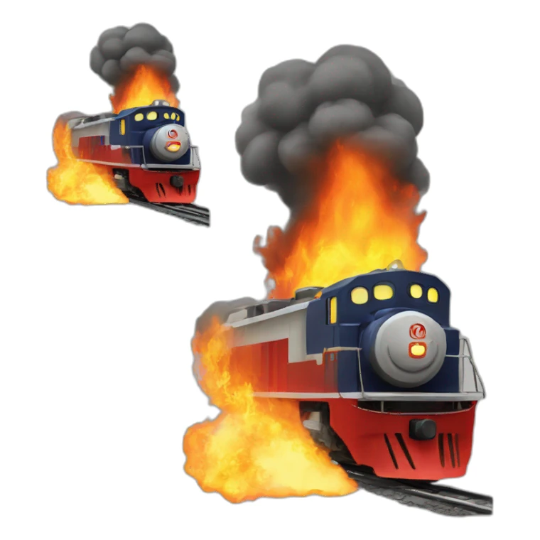 merge train emoji with fire sticker