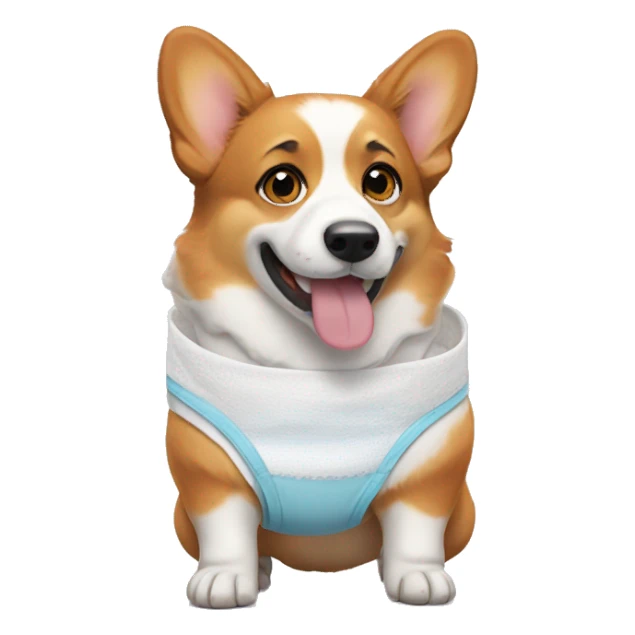 corgi wearing diaper sticker