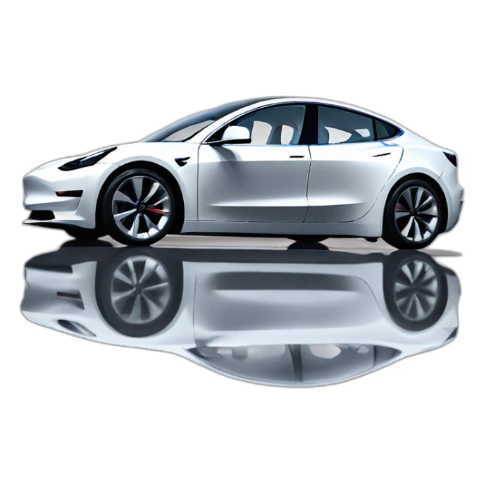 1 Black Tesla Model 3 in high speed motion side view with reflection on floor sticker