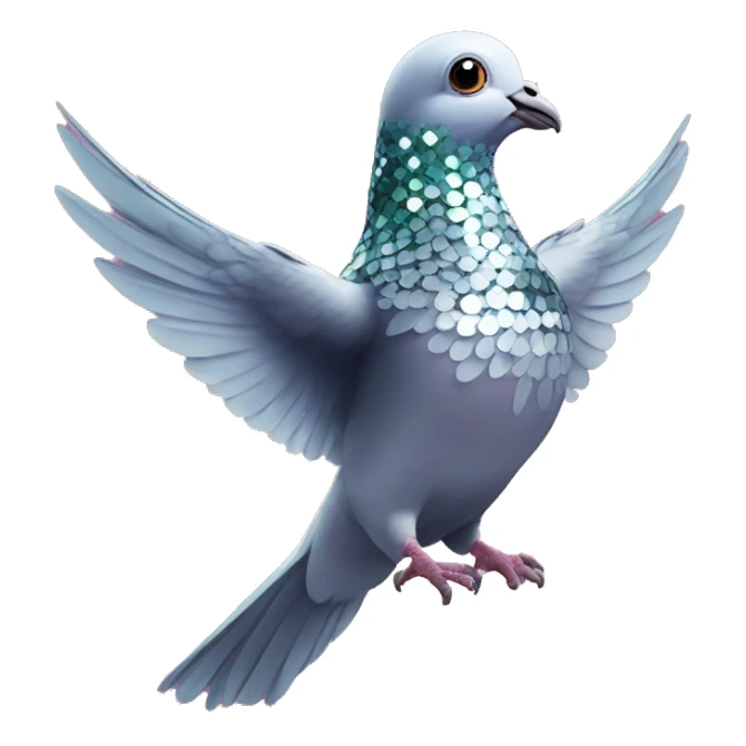 disco ball pigeon, open wings sticker