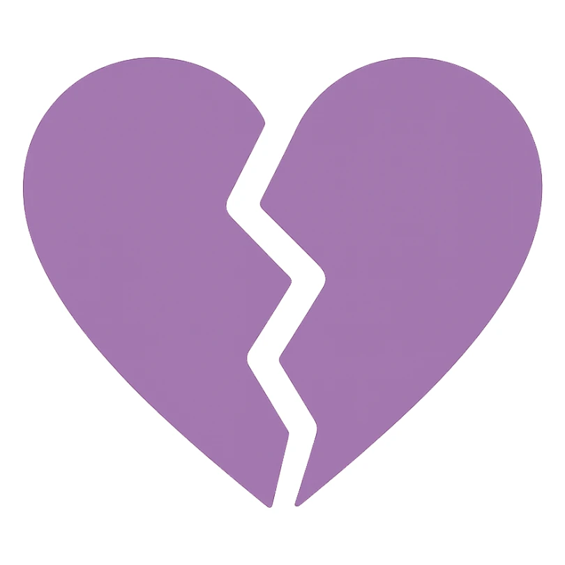 A dull purple broken heart sticker