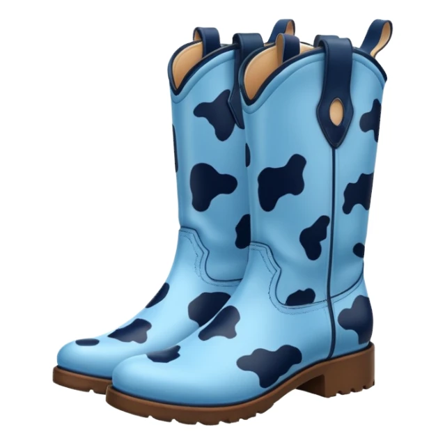 blue cow print boots sticker