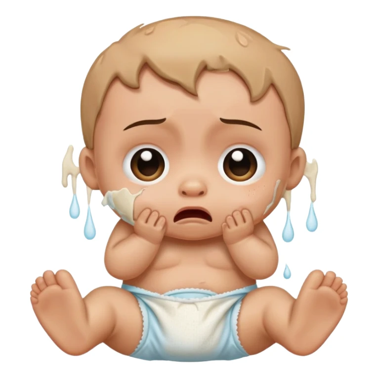 Crying with little poops sticker