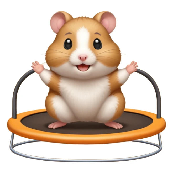 happy hamster on a trampoline sticker