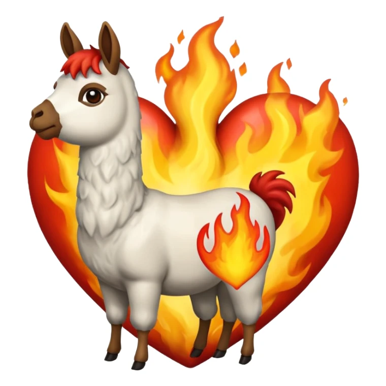 Corazón realista con llamas de fuego sticker