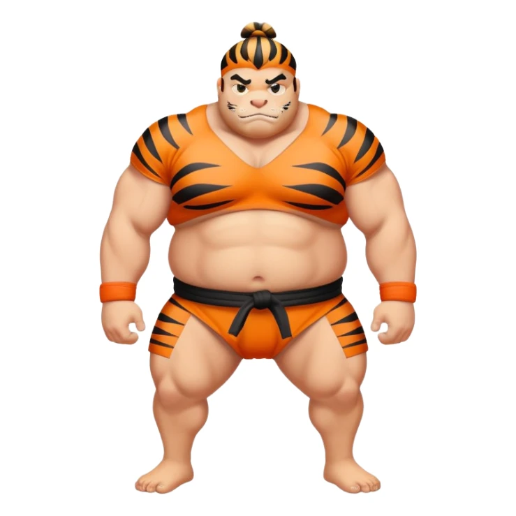 Tiger sumo wrestler with topknot sticker