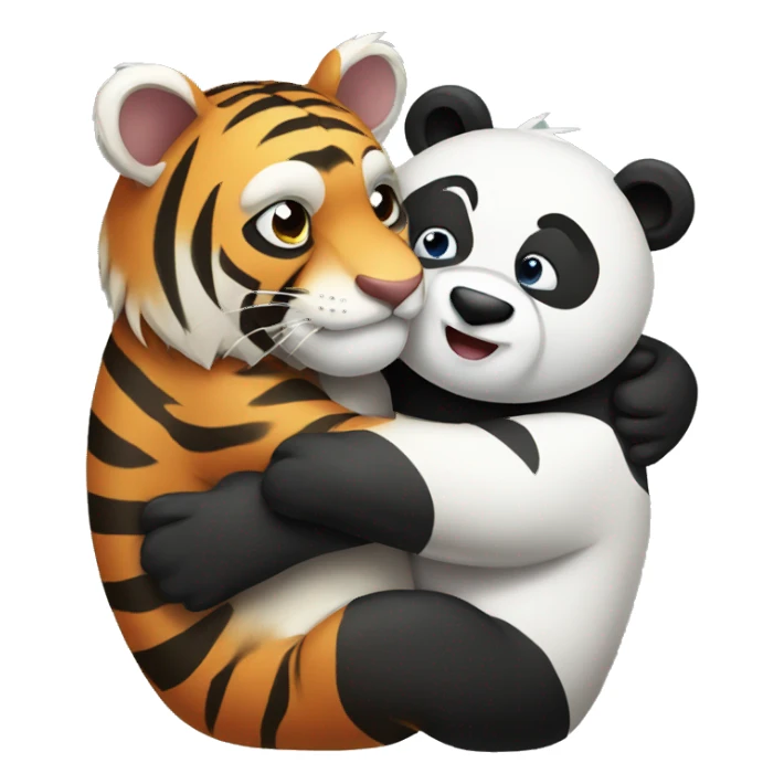 Tiger hugging a panda  sticker