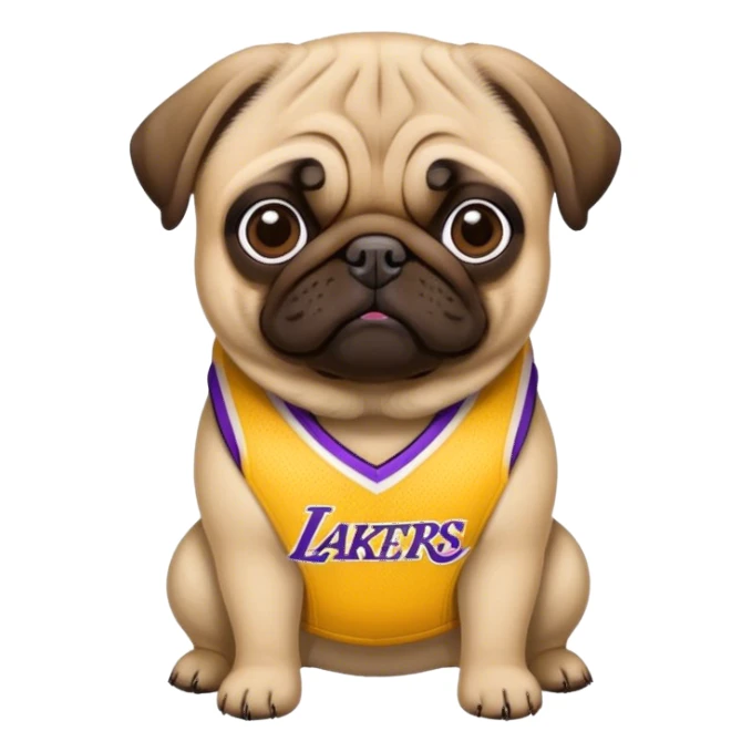 A pug with lakers uniform  sticker