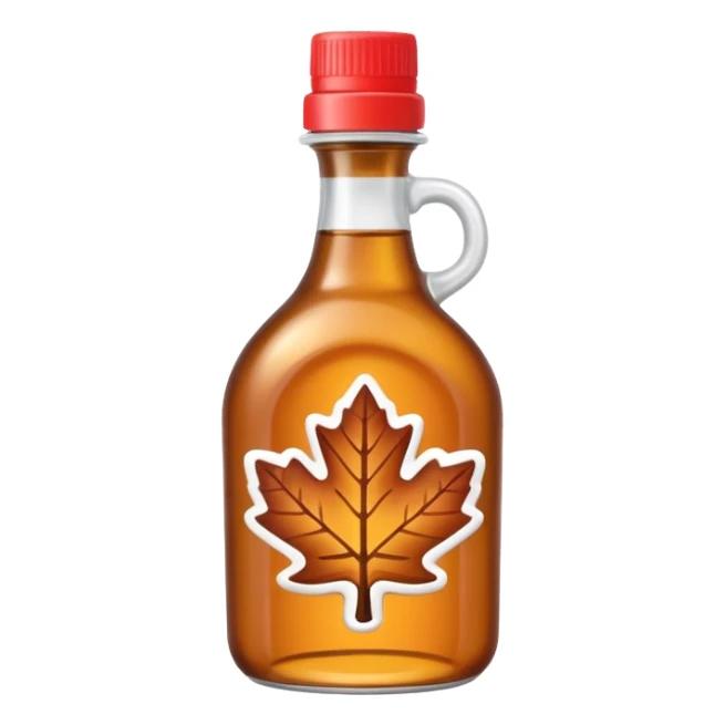 Cute plastic bottle of maple syrup without maple leaves sticker