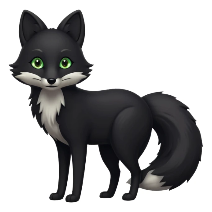 a black fox with green eyes sticker