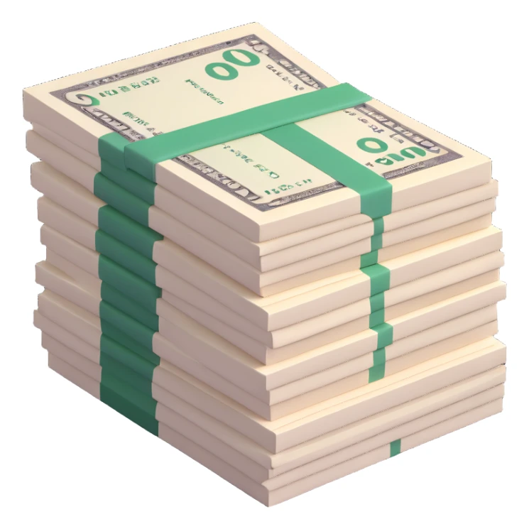 stack of paper bills currency sticker