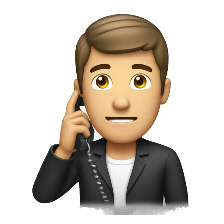 a man hanging up a phone sticker