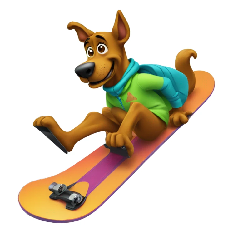scooby doo on snowboard having fun sticker
