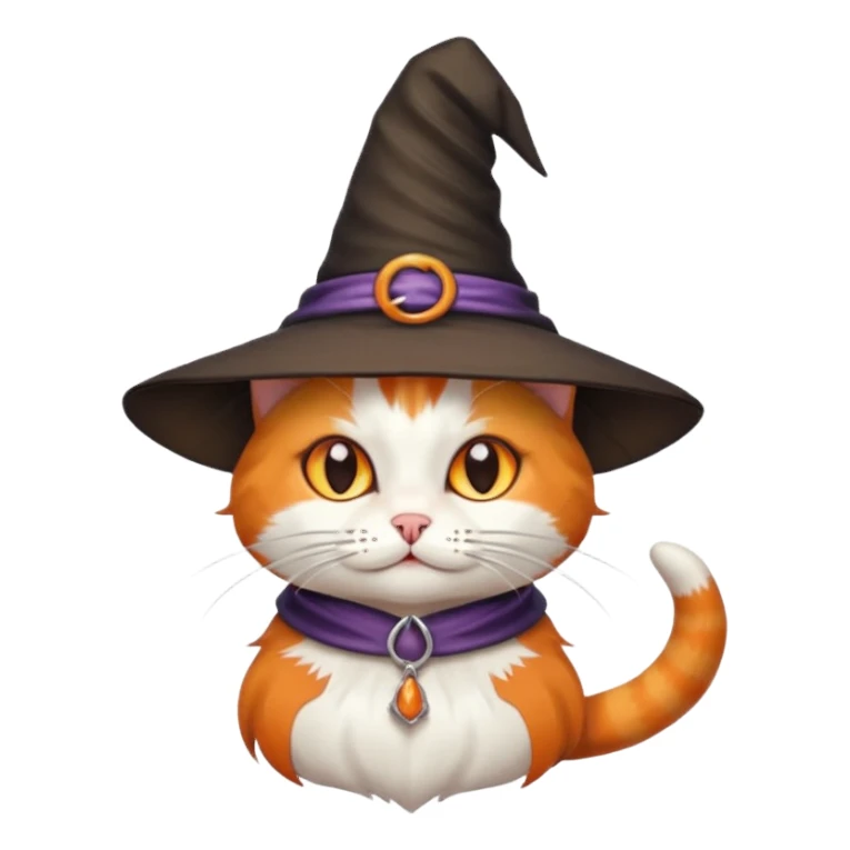 Cat wearing a witch hat sticker
