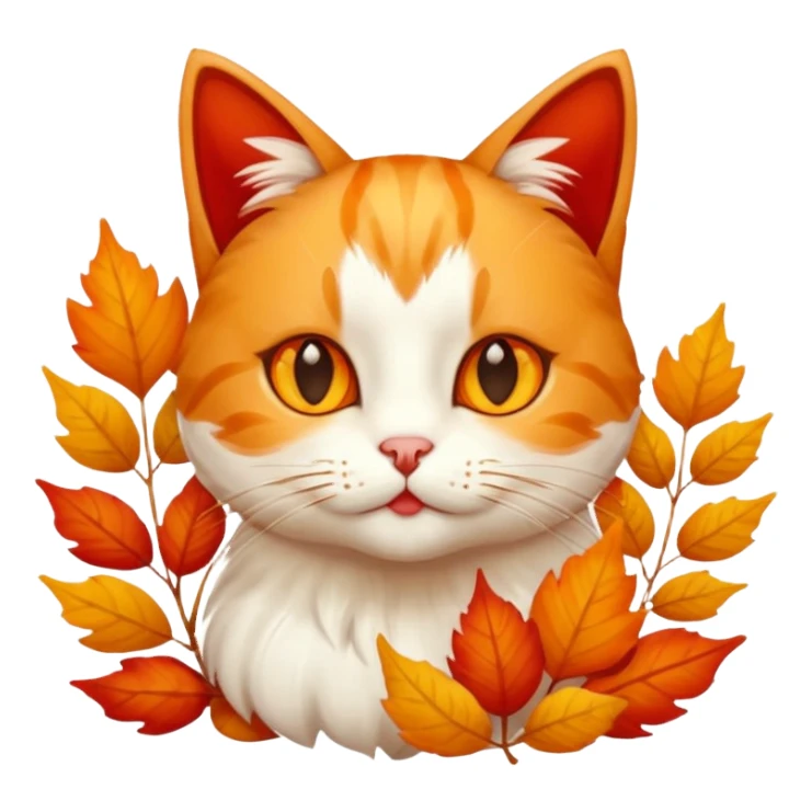 cat kisses autumn  sticker