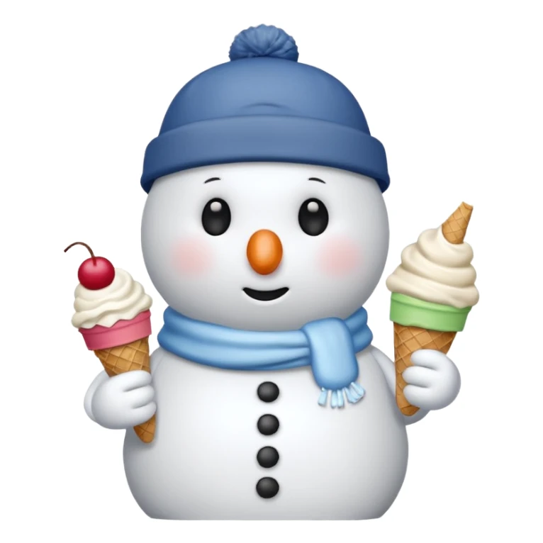 snowmen wearing cap with ice cream sticker