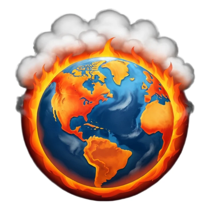Earth on fire, unveiled by dark smoke cloud.  sticker