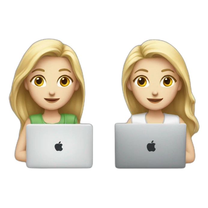 two white girls with MacBooks sticker