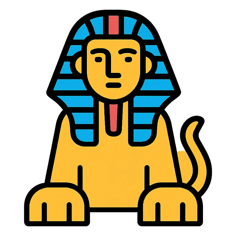 ancient sphinx, color outline icon style sticker