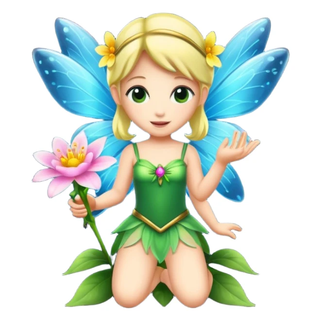fairy character offering glowing flower sticker