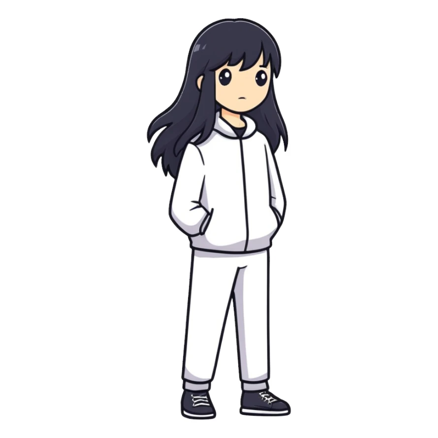 Me with black long hair sticker
