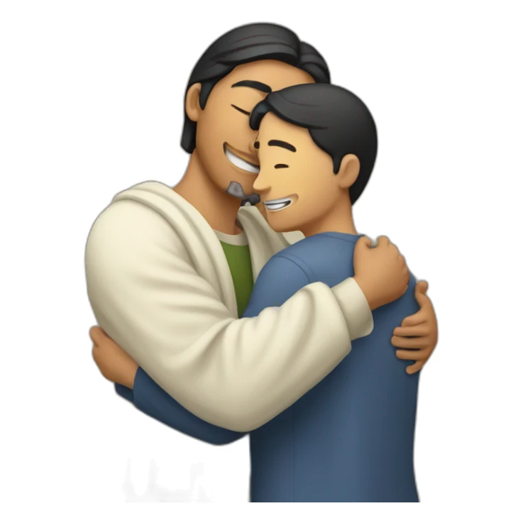 Asian male Berkeley student hugging jesus christ sticker