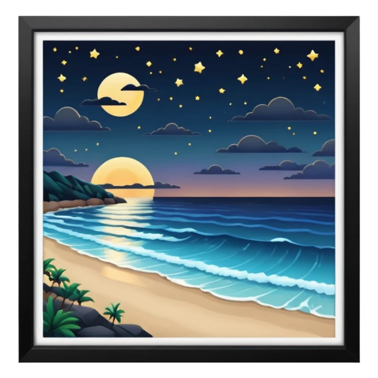 Night time over the ocean and beach  sticker