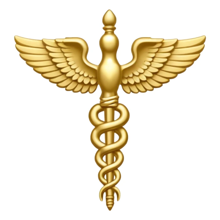 monotone color golden caduceus sticker