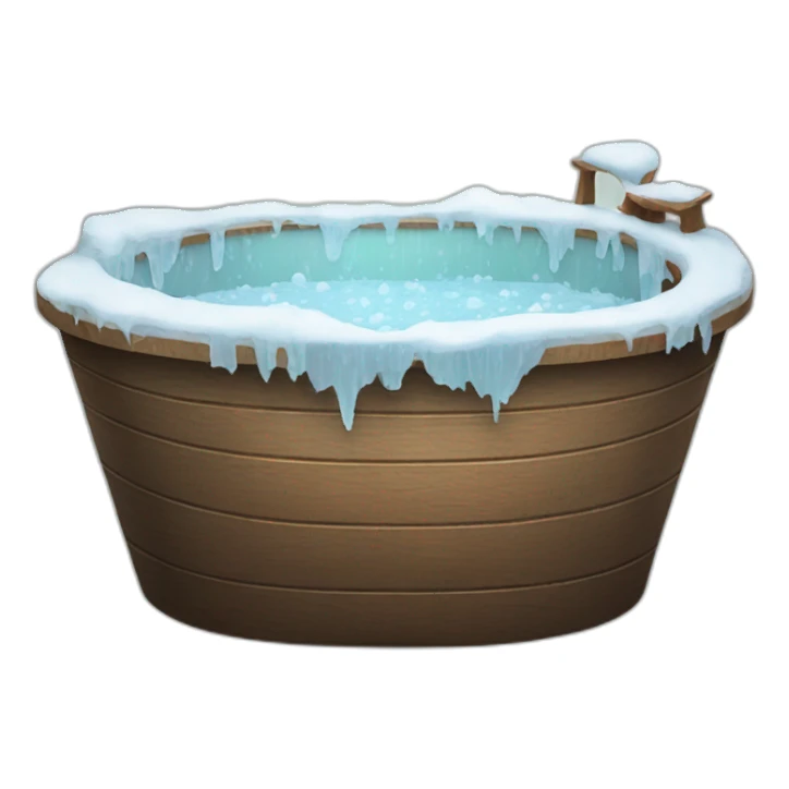 wood bathtub with ice sticker