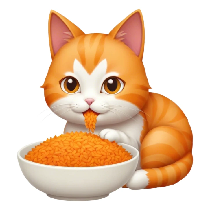 Cat eating rice sticker