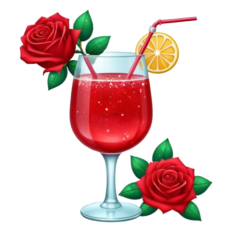 Glittery with roses red mocktail sticker