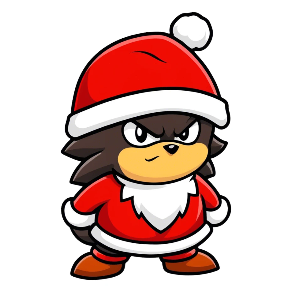 Shadow the hedgehog wearing Christmas hat sticker