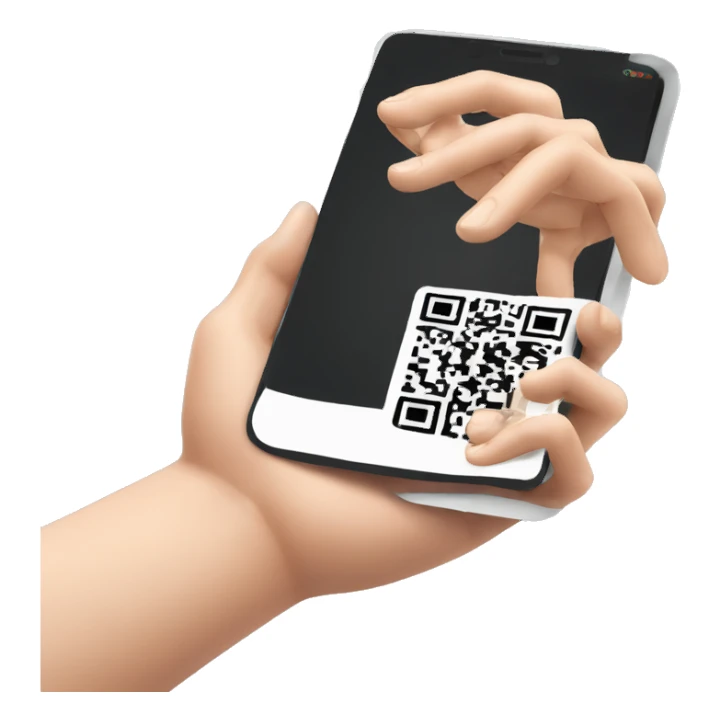 a human arm using a cell phone to scan a QR code sticker