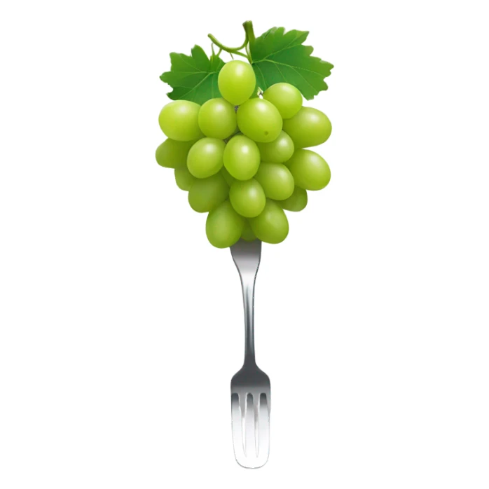 Fork with a green grape at the end sticker