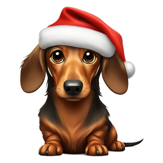 long haired dachshund with santa hat sticker