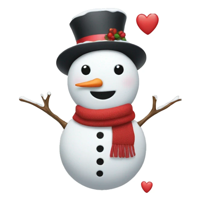 Snowman with hearts  sticker