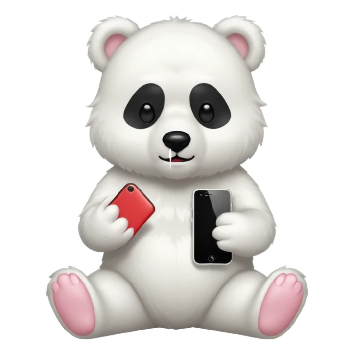 White Bear whole body  with iphone in hand  sticker