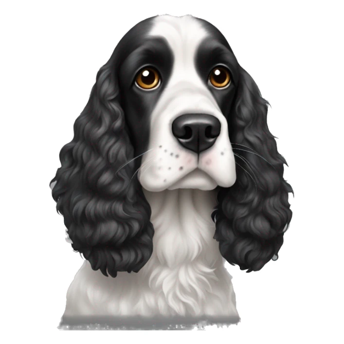 black and white cocker spaniel with nose spots sticker