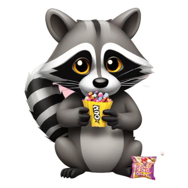 Raccoon with candy cigarette  sticker