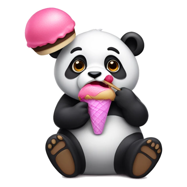 Panda eating pink icecream (coquette) sticker
