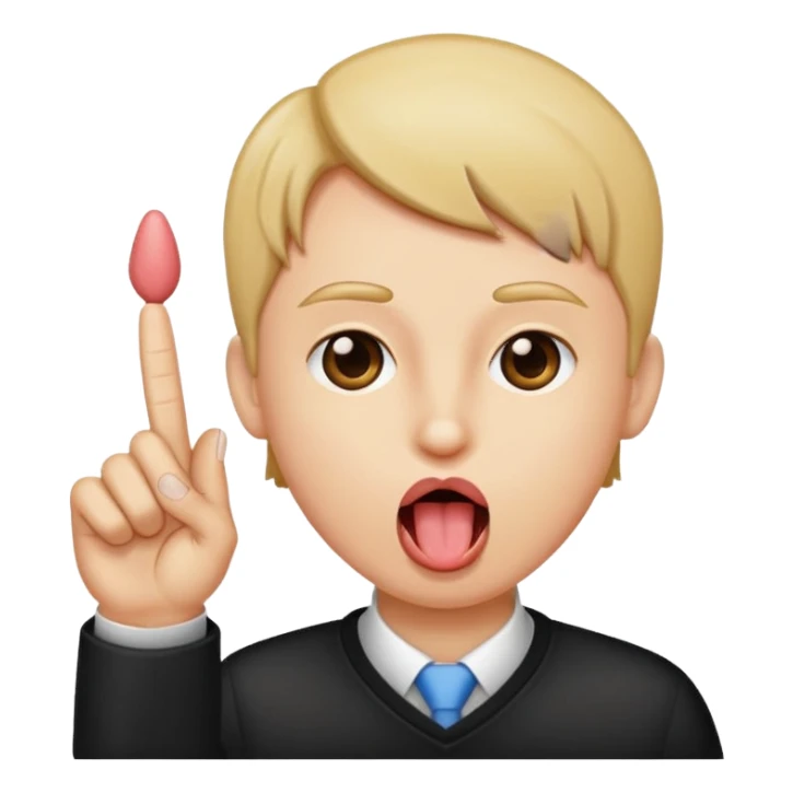 Sticking tongue out between pointer and middle finger  sticker