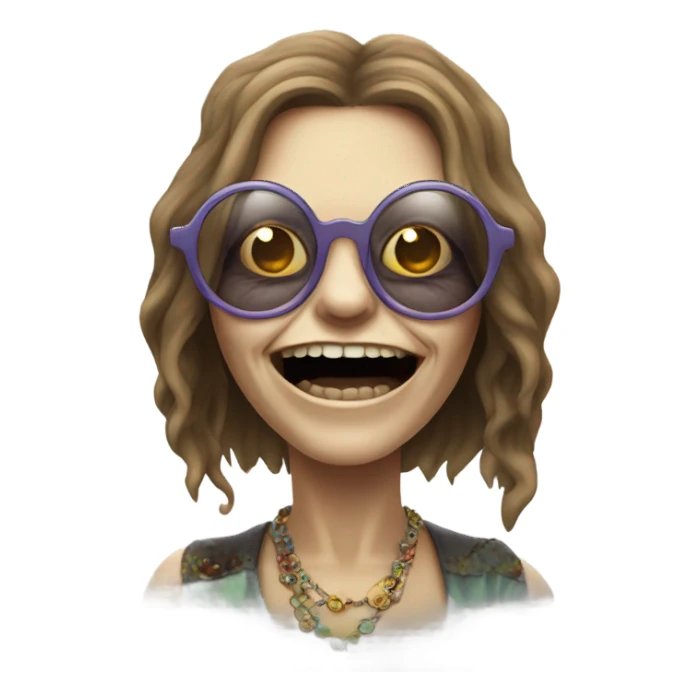  janis joplin zombie who wears circle glasses, dancing sticker